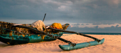 Sri Lanka beach with waves and cloud colorful image
