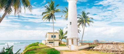 Galle Fort Lighthouse, Sri Lanka. Blue sky with clouds on the background. Shot with Canon 5D mk III